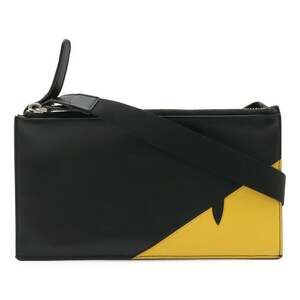 FENDI Black Leather Pochette Shoulder Bag
